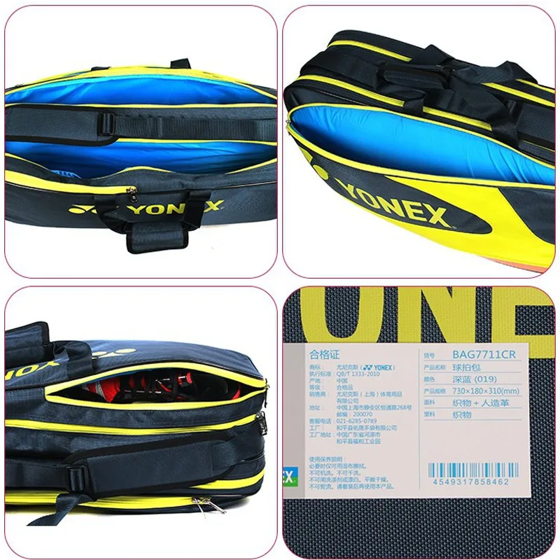 Genuine YONEX Waterproof Badminton Racket Bag Big Tennis Bag Brand Backpack New Sports Multi-function Badminton Bag 73*18*31cm