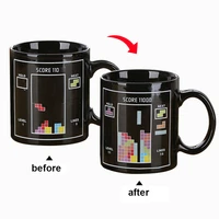 creative tetris ceramic mug magic color water cup new fancy personality thermal color change cup office milk coffee cup gift