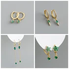 Серьги-кольца женские из серебра 925 пробы с кристаллами