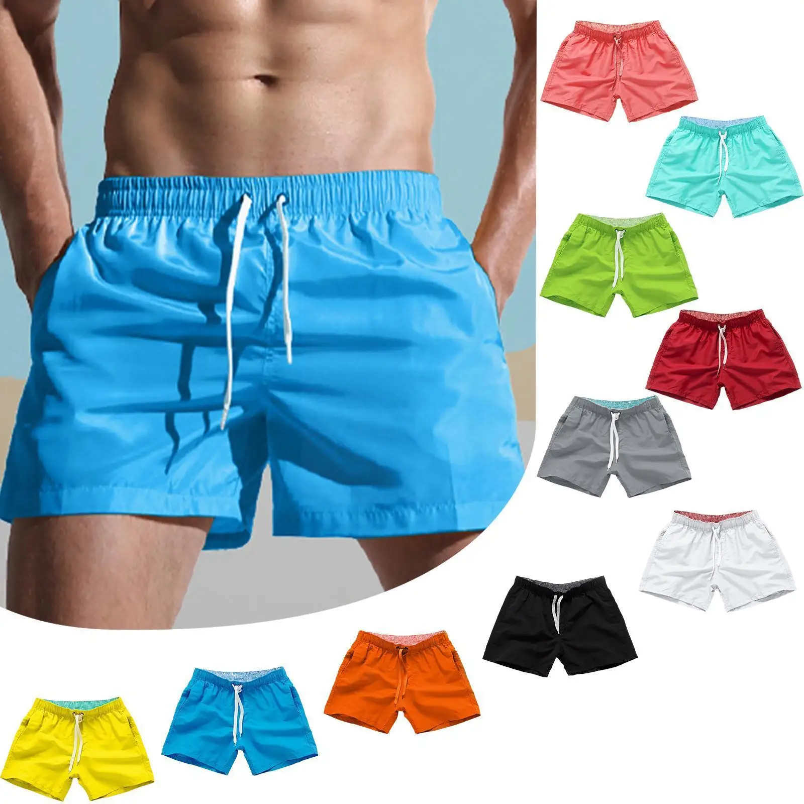 

NEW Men's Beach Shorts Sport Running Short Pants Swimming Trunk Pants Quick-drying Movement Surfing Shorts For Male Multico J2X2