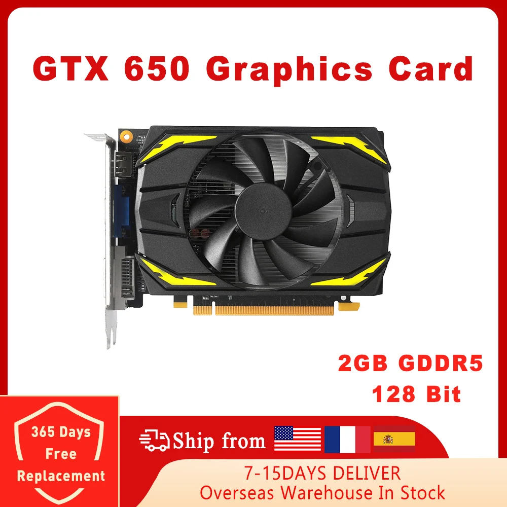 

GTX 650 2G Graphics Card VGA Video Card Support PC Motherboard Desktop Computer Game for nVIDIA Geforce Game PC