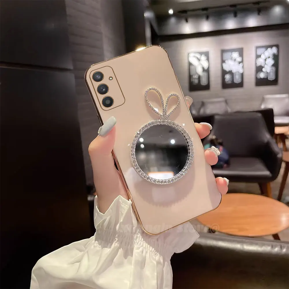 Чехол для телефона с кроличьими ушками и зеркалом макияжа Samsung Galaxy Wide 6 A13 5G A04s