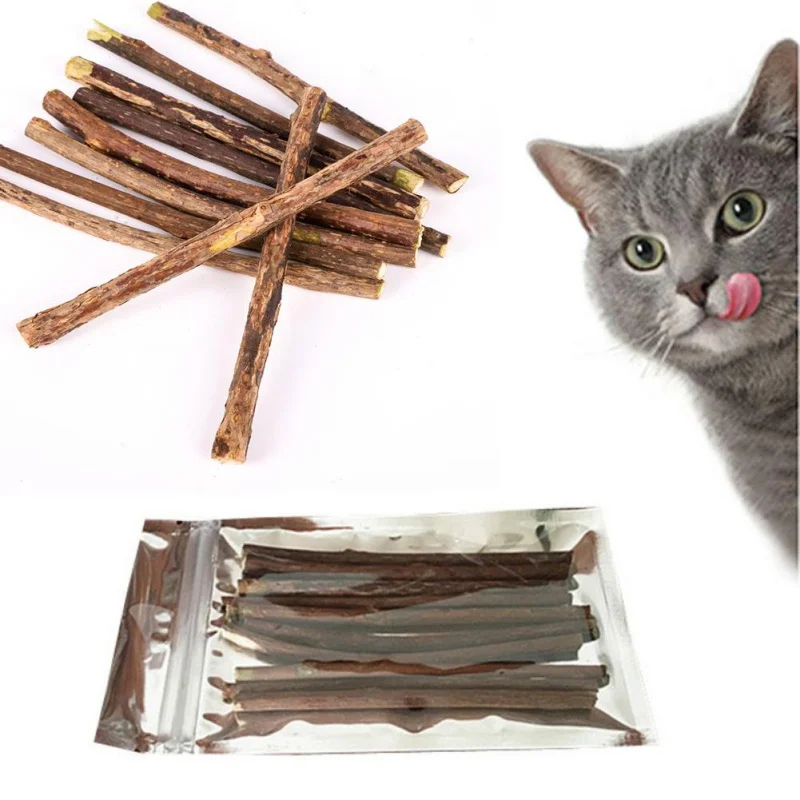 

10/15/20pcs Pure Natural Catnip Pet Cat Molar Stick Toys Toothpaste Branch Cleaning Teeth Silvervine Cat Snacks Sticks Supplies