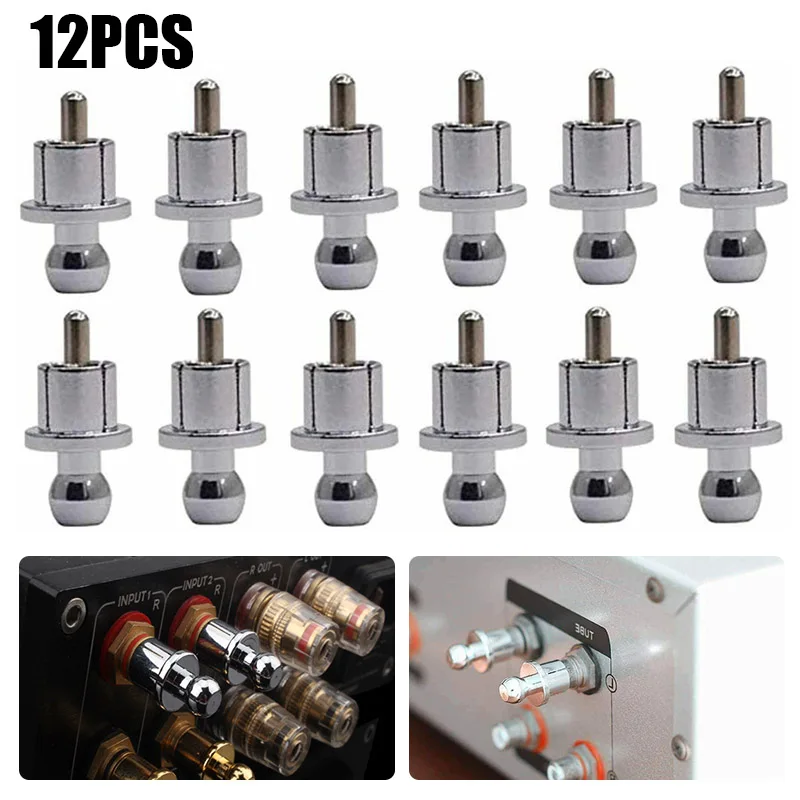 12pcs RCA Plug Caps Noise Stopper Rhodium Plated Copper Cap RCA Shielding Jack Socket Dust Protector Accessories
