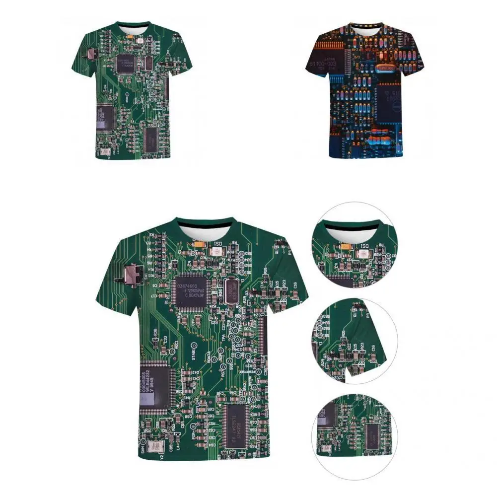 

3D Good Wear-resistant Summer Top Creative Men T-shirt Digital for School