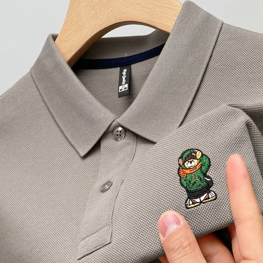 Embroidered logo 2023 new summer polo shirt Men's casual business lapel short sleeved T-shirt Golf clothing