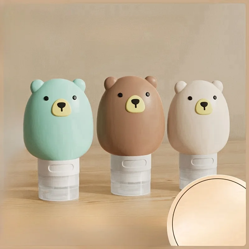 3 шт. силиконовые сжимаемые дорожные бутылочки с дизайном медведя