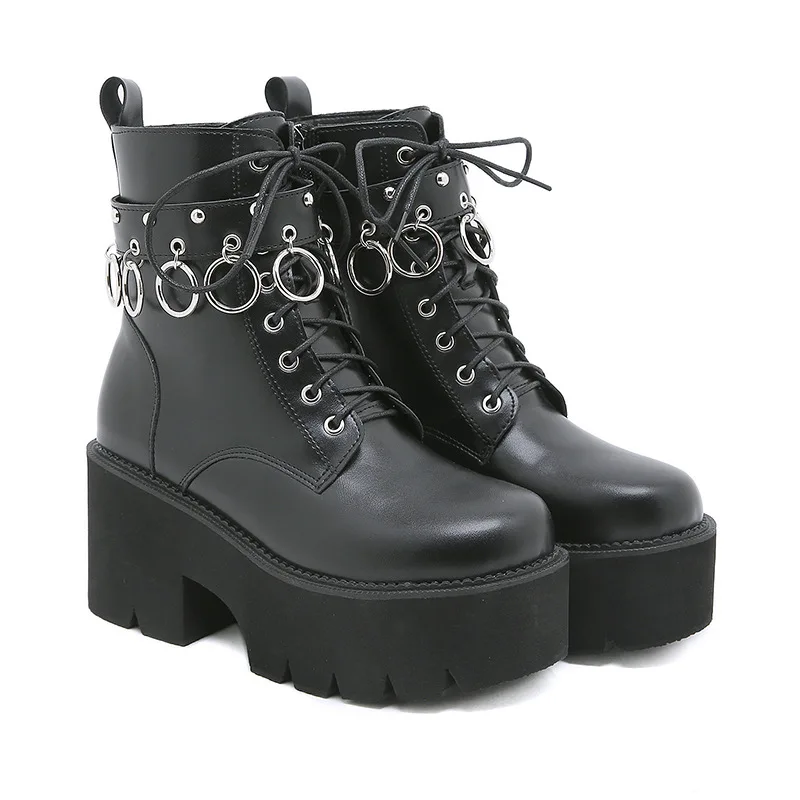 

big size womens luxury fashion party nightclub dress thick chunky boots soft leather shoes high heels boot ladies ankle botas