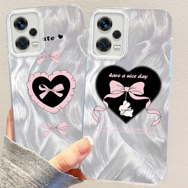 Чехол с бантом Love для Xiaomi Redmi Note 13 12 11 11S 10 10S 9 9S 8 Pro