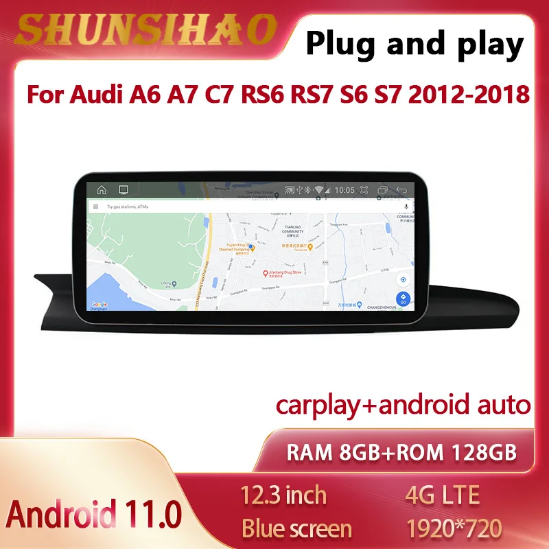 

ShunSihao car radio For 12.3 inch A6 A7 C7 RS6 S6 S7 2012-2018 headunit multimedia carplay GPS navi android all in one 128GB