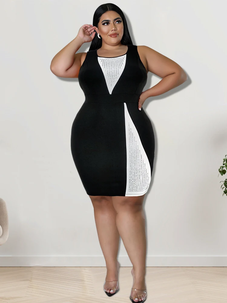 Plus Size Dressess Summer Woman Clothing Sleeveless Elegant Parti Dress Chubby Ladies Even Dress Wholesale Bulk Dropshipping