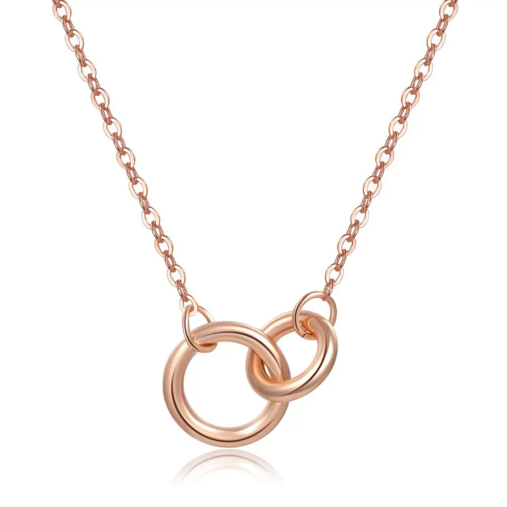 

Стильное, простое и универсальное новое ожерелье из двух колец с кулоном геометрической формы из металла и розового золота для женщин