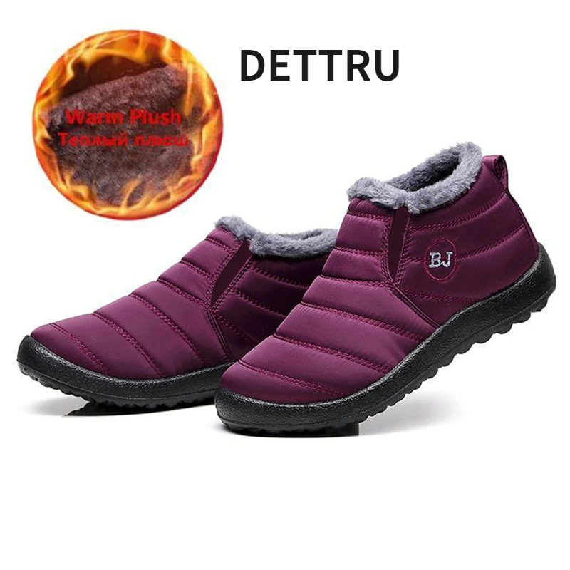 

Winter Boots Women Men Waterproof Warm Snow Shoes Casual Shoes Ankle Boots Walking Home Plush Footwear Ultralight Slip On Flat