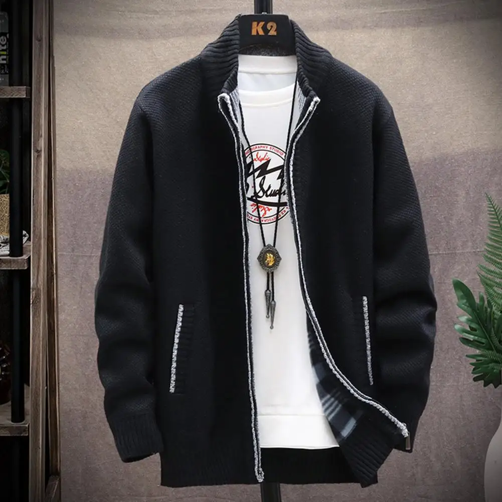 

Stylish Men Winter Coat Zipper Outwear Autumn Sweater Coat Plus Size Cardigan Men Autumn Coat