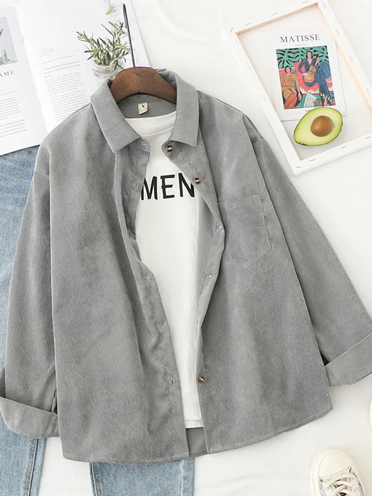 Вельветовые рубашки WERF Женские топы и блузки с длинным рукавом Весенняя женская