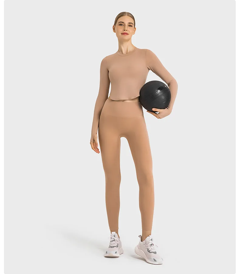 LuluTop Women Gym Sport Shirt Women's Long Sleeve Top Fitness Yoga Crop Top Sportswear Outdoor Leisure Jogging Womens Clothing