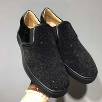 flats summer loafers brand fashion black bling sequins sneakers low top slip on casual shoes for men luxury red bottom shoes