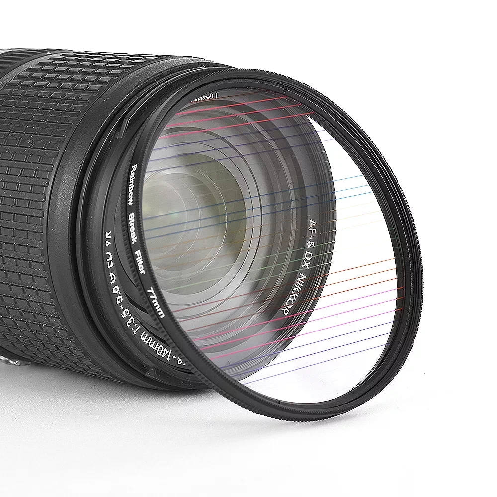 

Blue Rainbow Streak Lens Filter Special Effects Anamorphic Optical Glass 77mm/82mm Flare Camera Filter w/Rotating Ring for DSLR