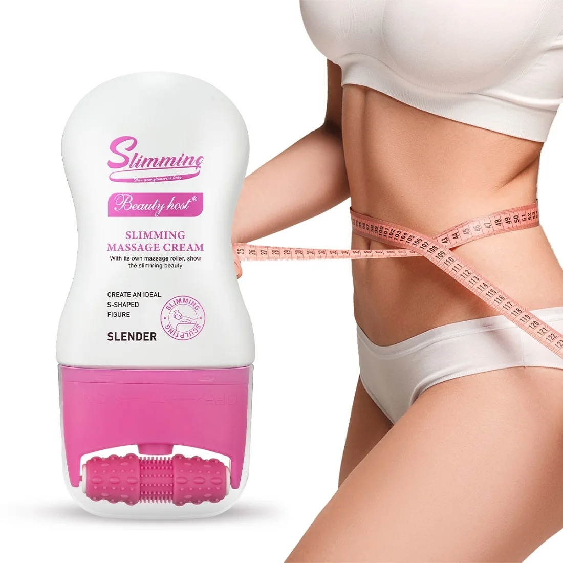 

Hot Sale Beauty Host 100g Slimming Massage Cream with Silicone Roller Natural Organic Weight Loss Lotion For Body Shaping