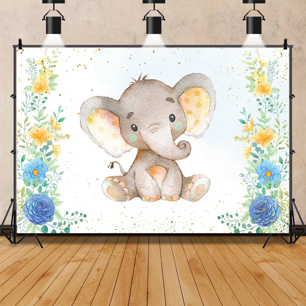

Мультяшный Маленький Слон детский праздничный фон для вечевечерние НКИ белая доска Цветок для новорожденных детей Фотография торта стола