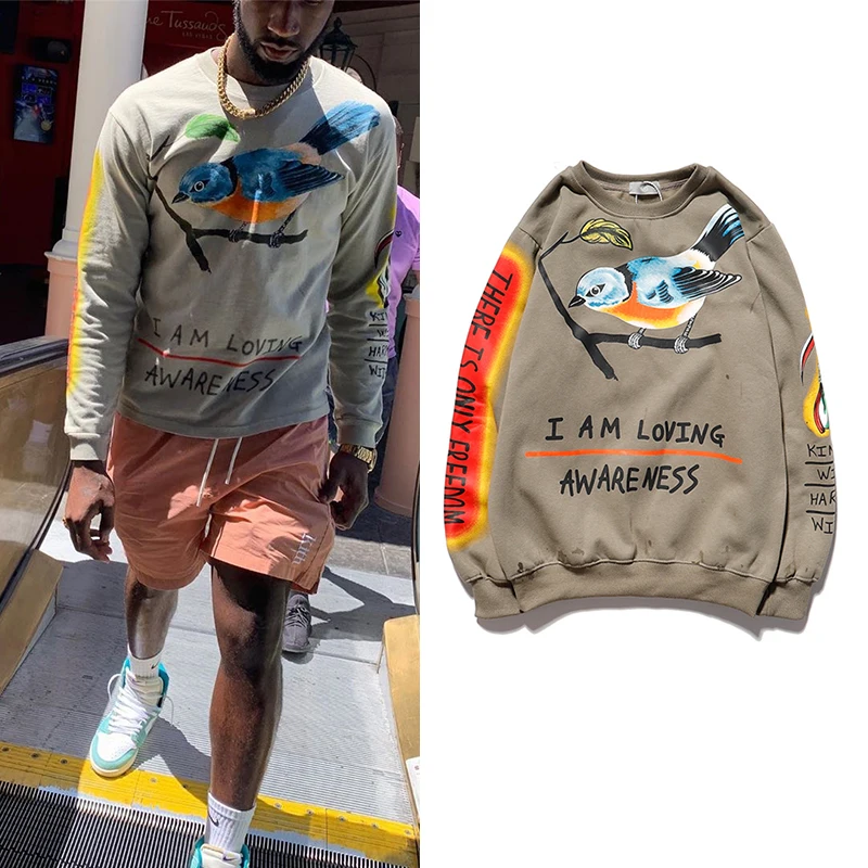

Уличная одежда Kanye West, свитшот, Мужской пуловер с графическим рисунком черепа, свитшоты Кендалл Дженнер, бархатная толстовка с капюшоном «оч...