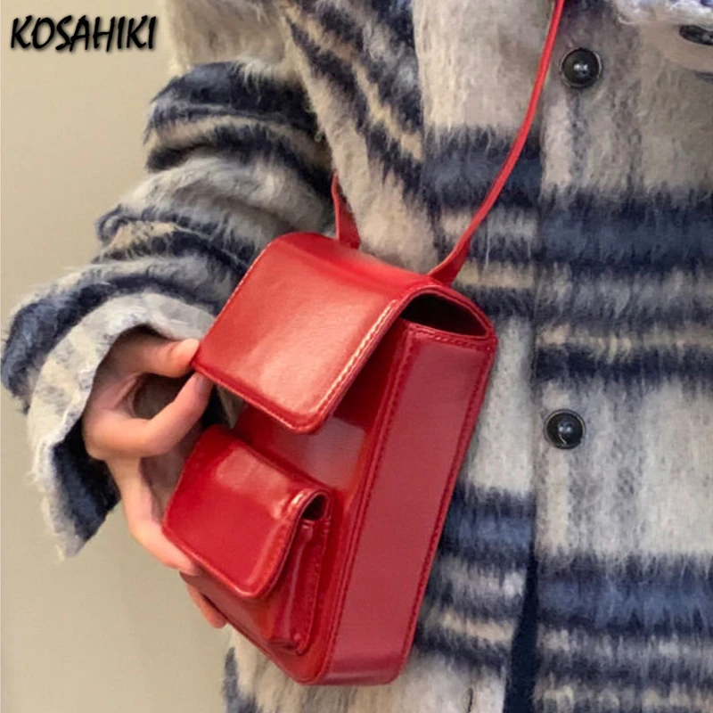 Мини простая винтажная сумка для мобильного телефона из искусственной кожи в