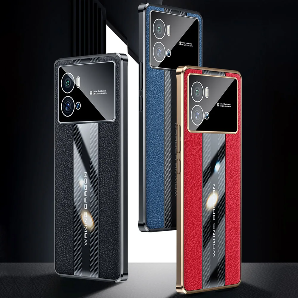

For Vivo IQOO9 Case Luxury Genuine Leather Case Metal Camera Protector Cover For vivo IQOO 9 Pro Skin touch coque Cover