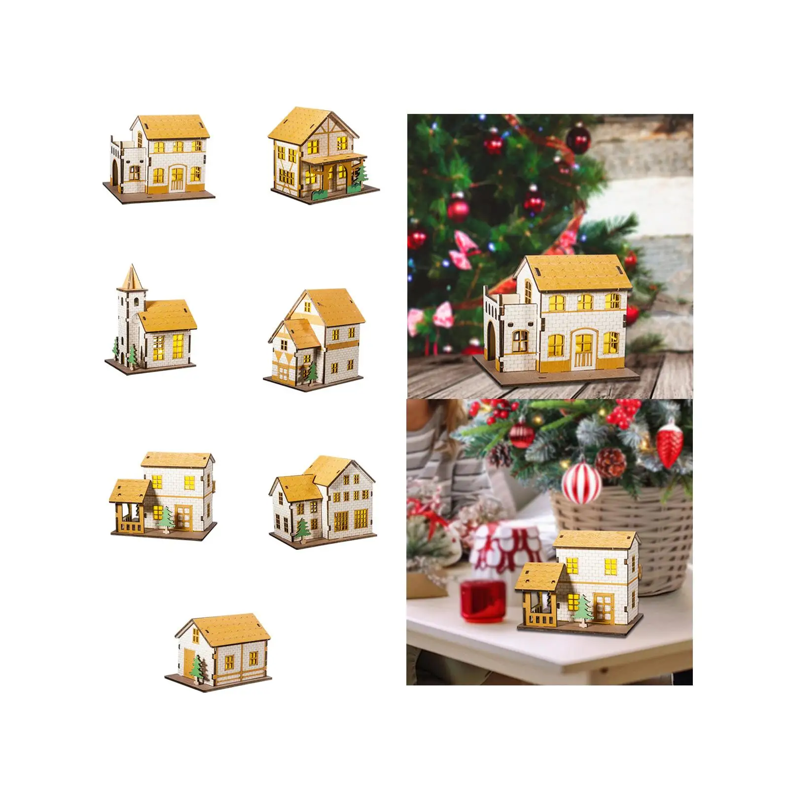 Lighted Miniature House Ornament Tiny Mockup for Mantel Bedroom Office