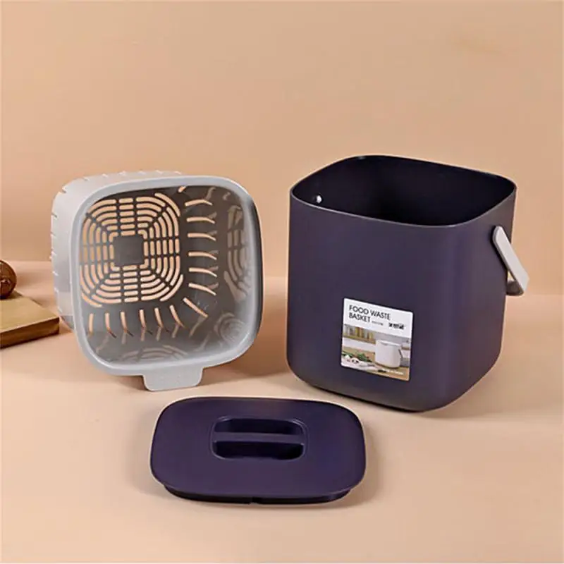 Double layer Kitchen Trash Can with Lid Wall-mounted Waste Baskets Push-top Garbage Bin Rubbish Container Storage Box