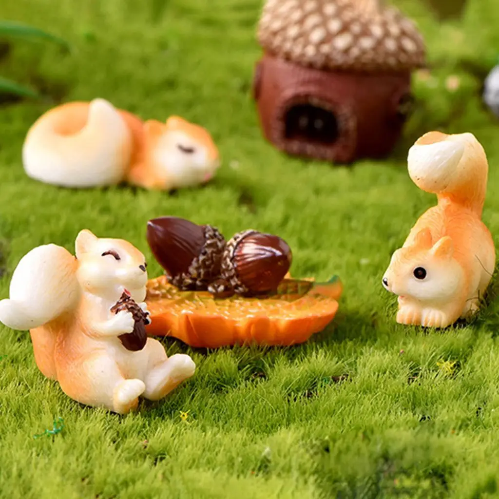 

1PC Mini DIY Squirrel Doll Model Desktop Resin Crafts Ornaments Succulents Gardening Micro Landscape Decoration Accessories