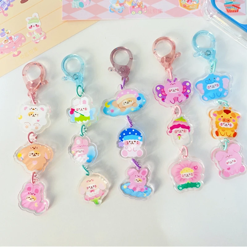 

Ins Korean Cartoon Keychain Transparent Acrylic Keyring For Women Fashion Ornament Bag Pendant Key Chain Gifts For Friends