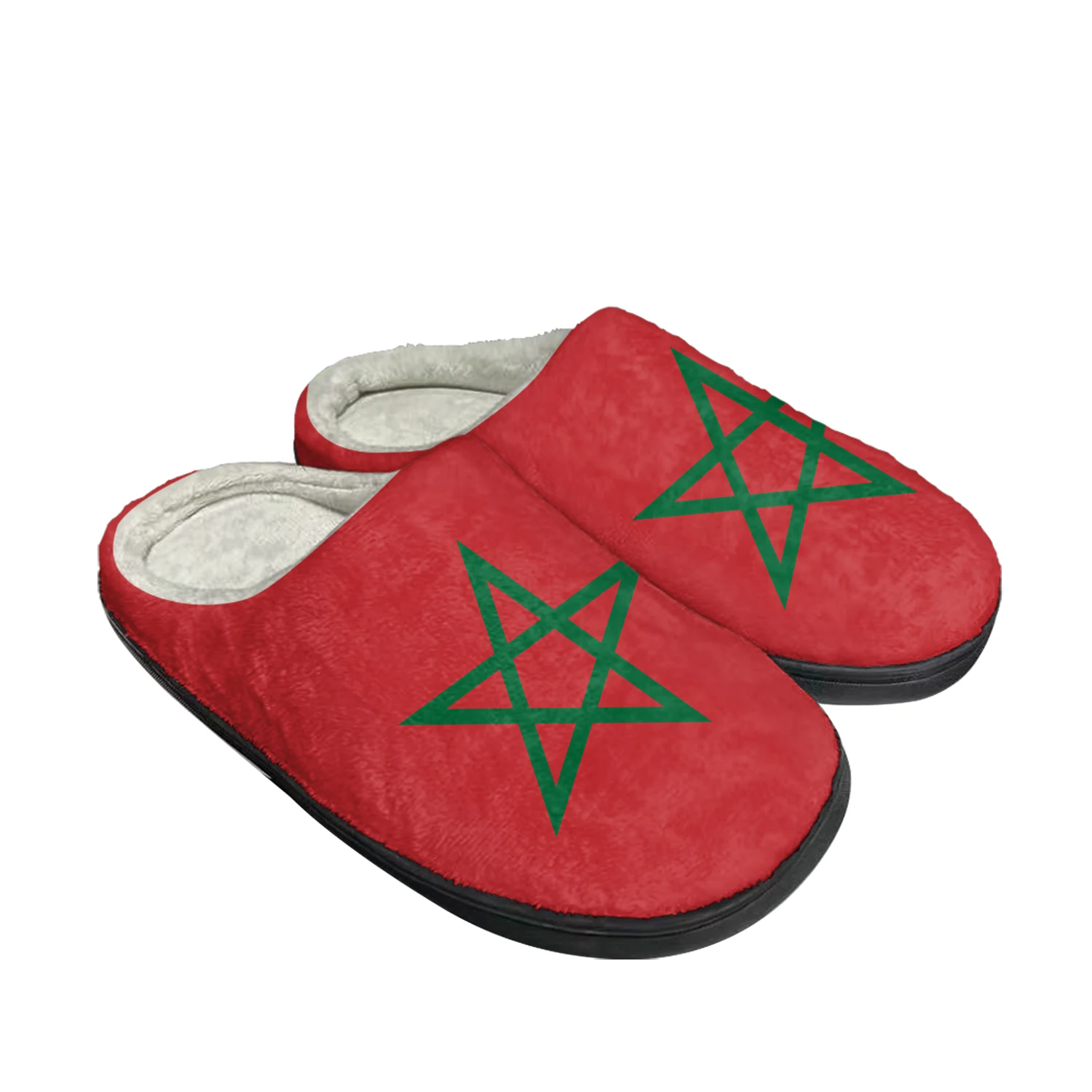 

Лидер продаж, домашние хлопковые тапочки с марокканским флагом на заказ, мужские и женские сандалии, марокканская плюшевая спальня, Повседневная сохраняющая тепло обувь, термотапочки