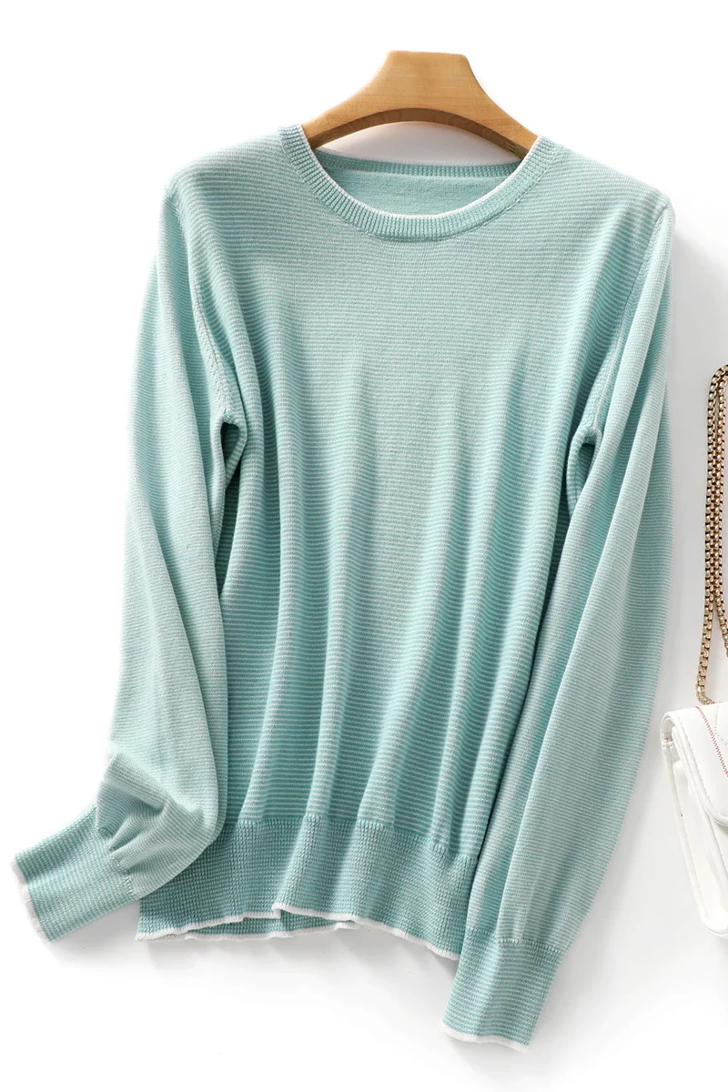 

KOIJINSKY 100 cotton spring and Autumn New Women's round neck sweater