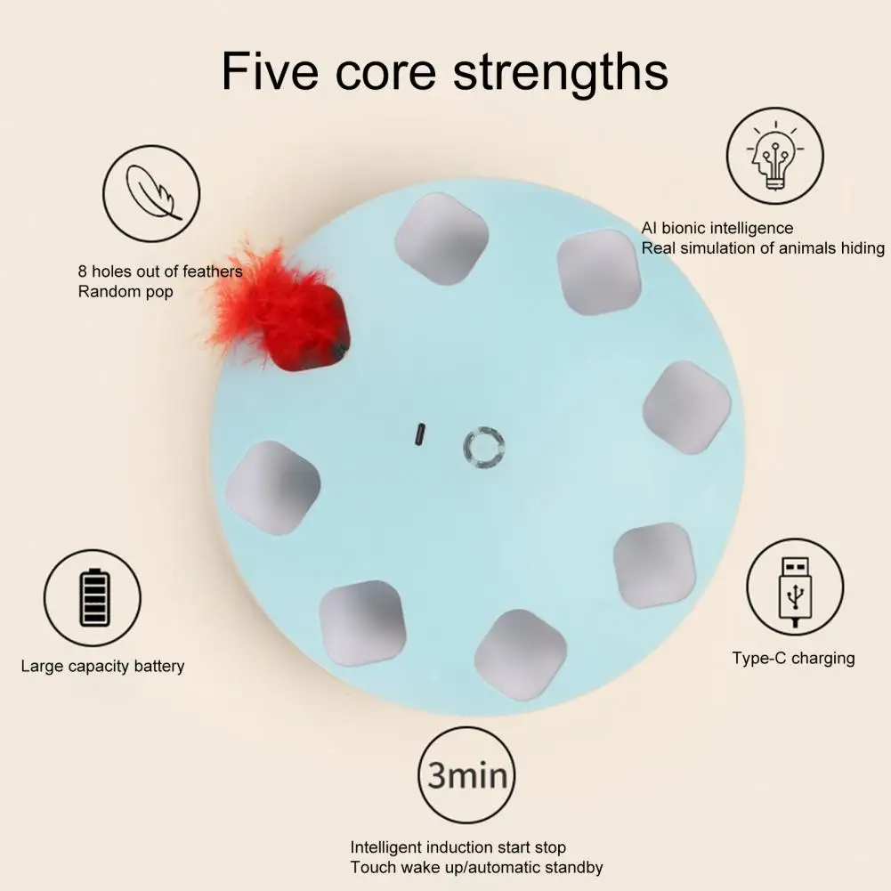 

Cat Playing Toy Eye-catching Intelligent Rechargeable Electric Pet Cat Toy with Interactive Feather Pet Accessories