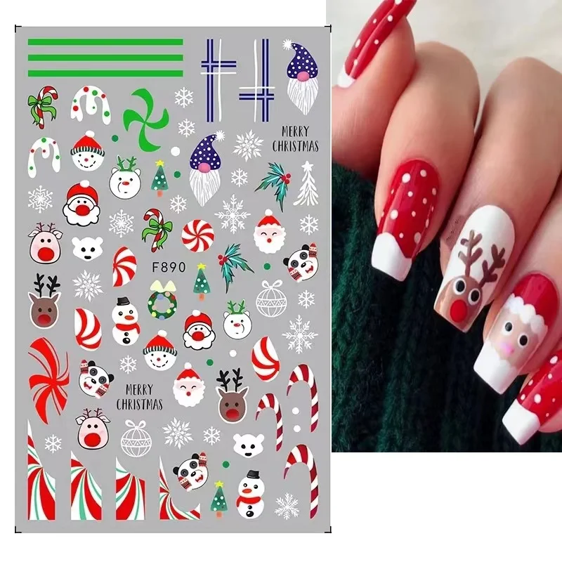 

New Christmas Decorations 2023 Stickers For Nails Santa Elk White Snowflakes Nail Decals DlY Nails Accessories Sliders For Nails