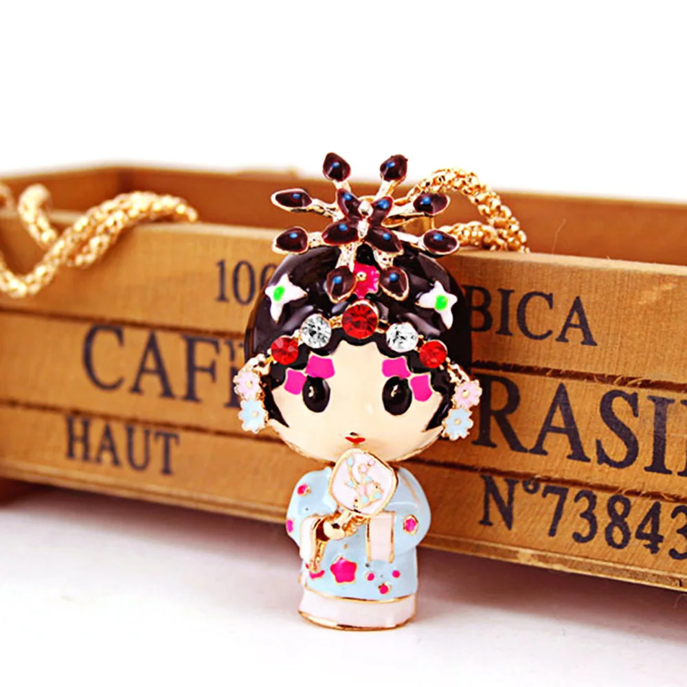 Эмалированная Пекинская опера этническая кукла ожерелье китайская ветер