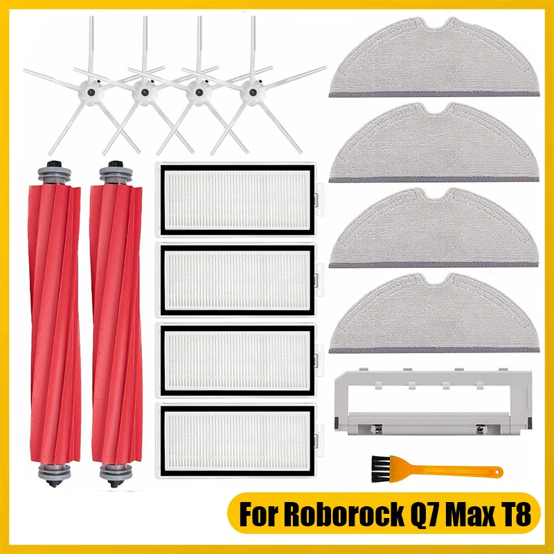 

Запчасти для робота-пылесоса Xiaomi Roborock Q7 Max T8, основная и боковая щетки, фильтр НЕРА, Швабра, тряпичная крышка, сменные детали