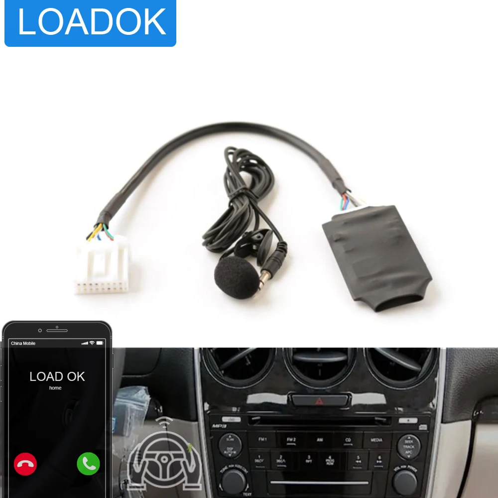 

Car Bluetooth 5.0 Kit Audio AUX Adapter 3.5mm Handfree Microphone Steering wheel control Cable for Mazda 3 5 6 MPV CX7