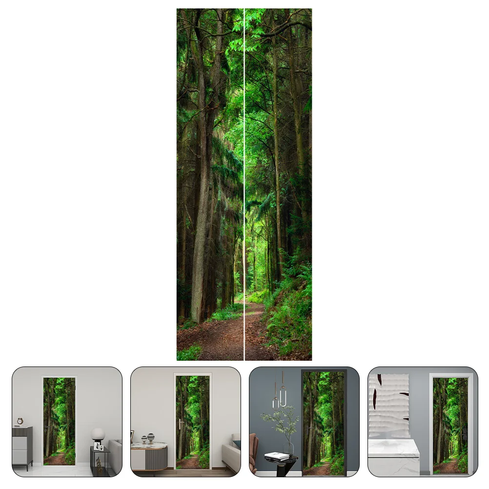 

2Pcs Simulated Door Sticker Decorative Wall Decal Door Sticker Door Wallpaper