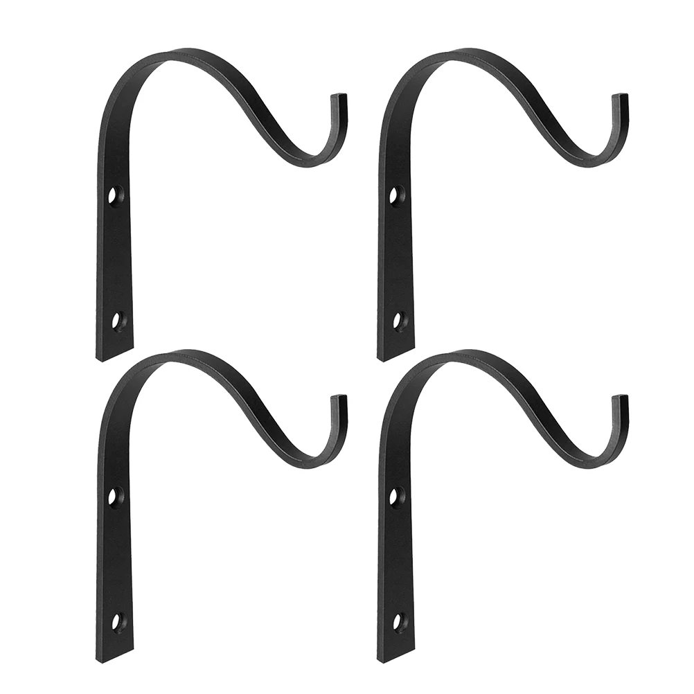 

4pcs Flower Basket Hook Planter Hanging Hook Iron Lantern Hanger Wall Hanging Iron Art Hanging Basket Hook Upturned Hooks