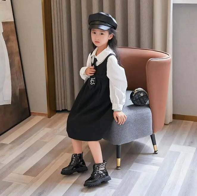 Новые высококачественные кожаные короткие зимние ботинки для девочек 26-36