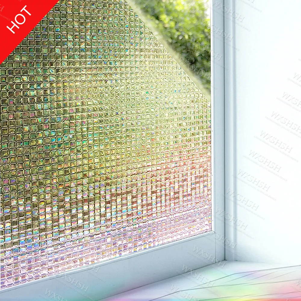 

60x100 cm 3D No Glue Static Privacy Window Film Home Decorative Glass Mosaic Forsted Film,Non - adhesive Stained Window Cover