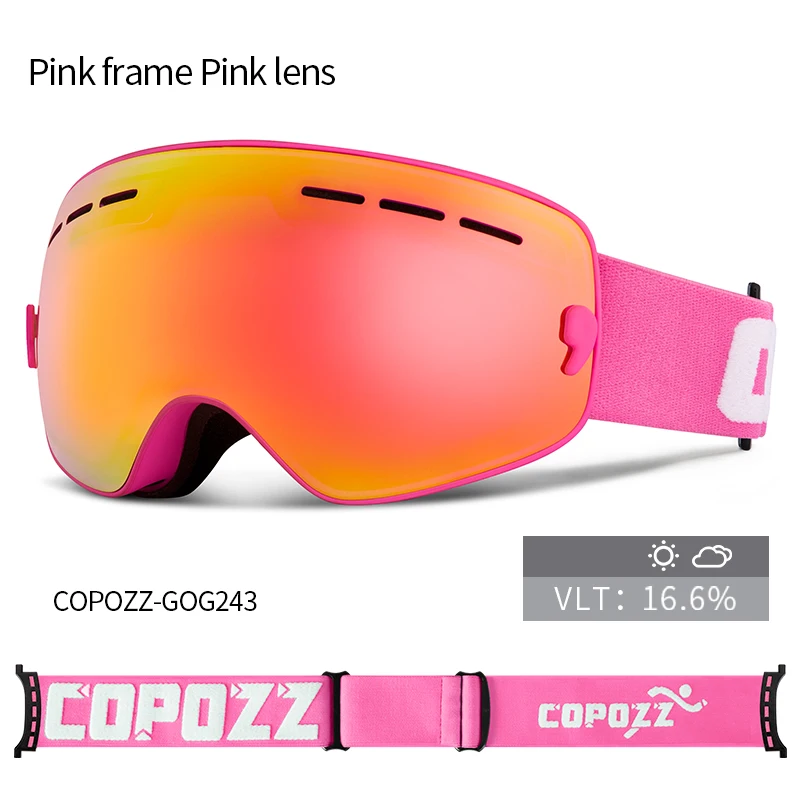 

COPOZZ Brand Kids Ski Goggles 4-15 years old Professional Anti-fog Child Snowboard Goggles Double UV400 Kids Skiing Mask Glasses