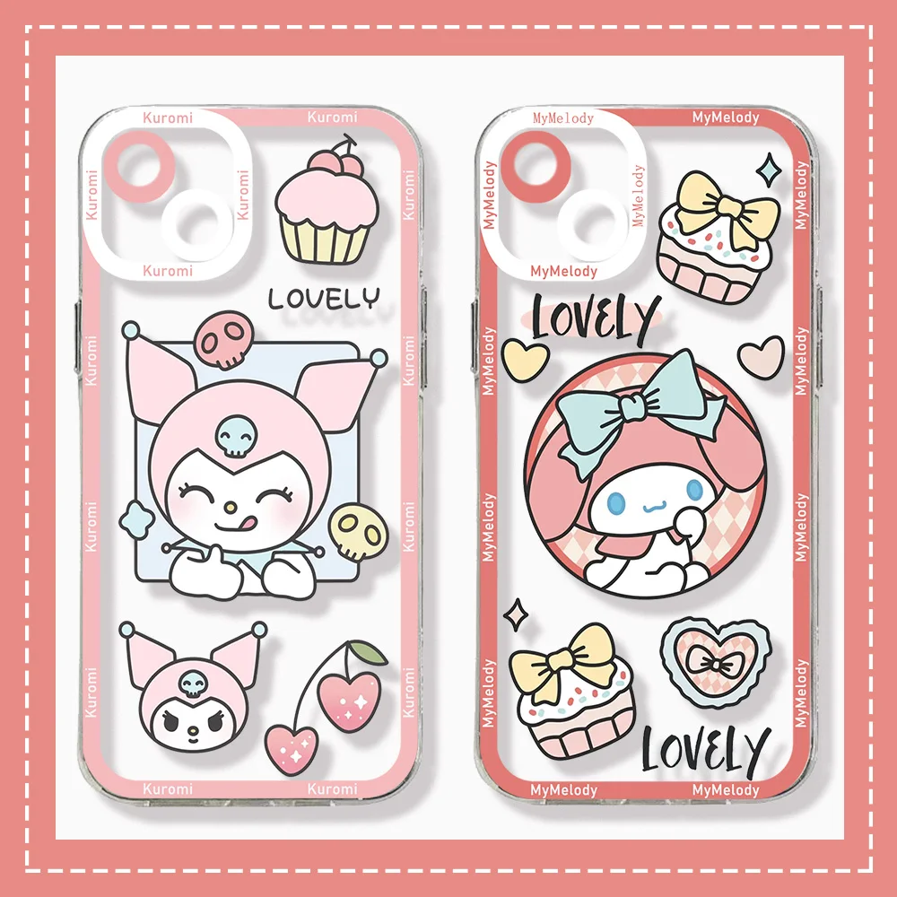 

Sanrio Cinnamoroll Kuromi Phone Case for IPhone 14 13 12 Mini 11 Pro Max X XR XS SE 7 8 Plus Soft Silicone Transparent Cover
