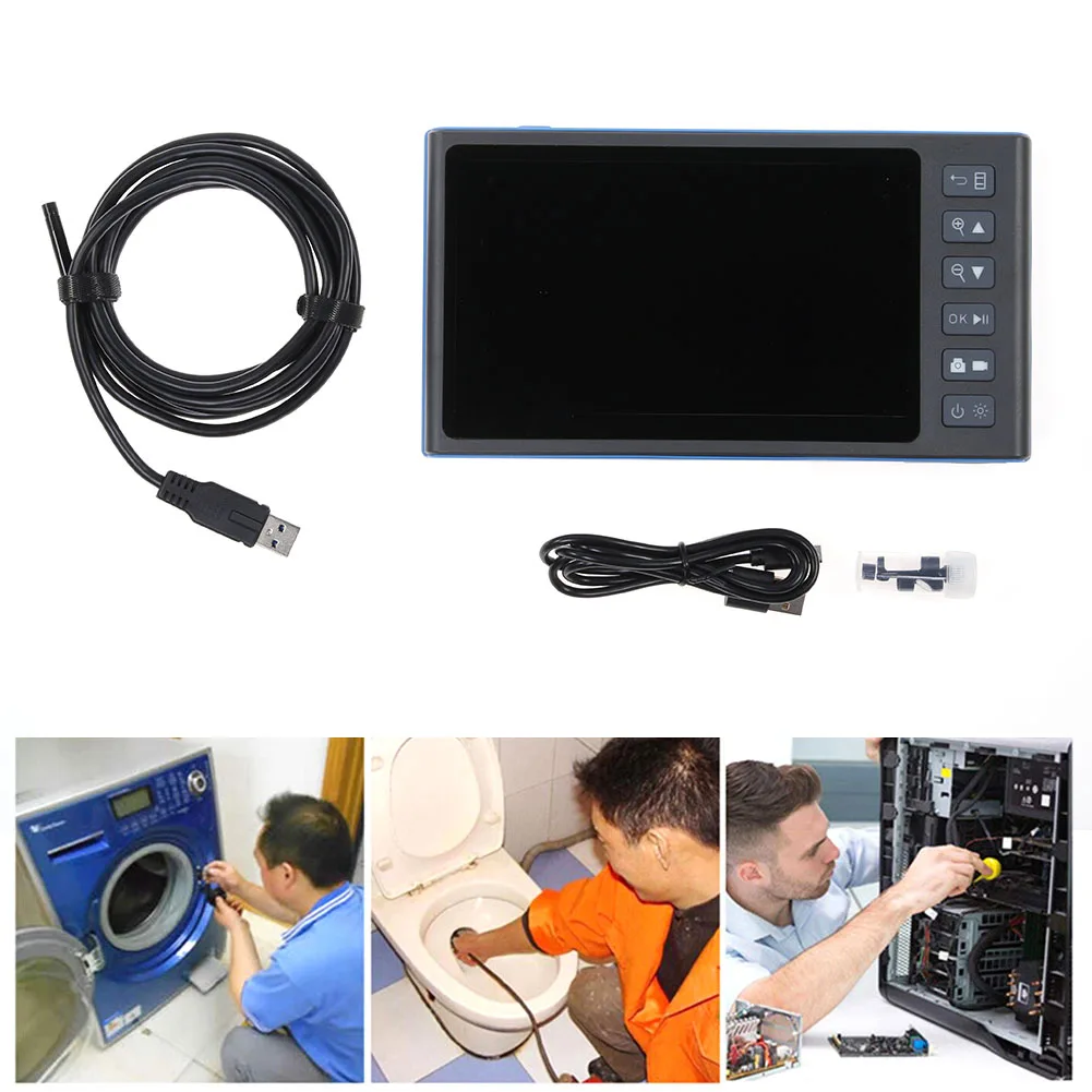 7 Inch Large Screen Camera Endoscope Ip67 Waterproof Endoscope Camera 1080p Multifunction Handheld Tool for Car Sewer Inspection