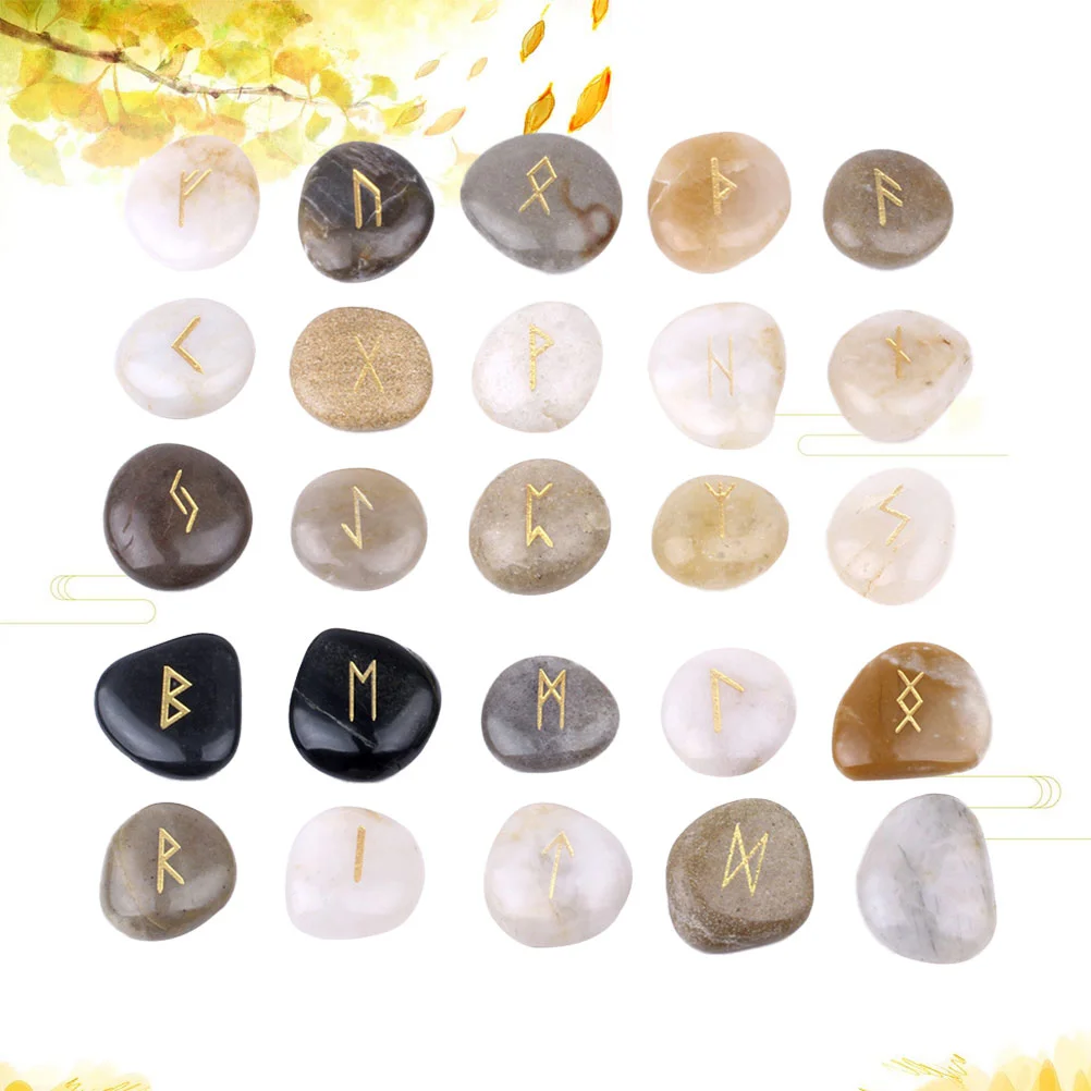 

Stones Rune Gemstones Tumbleddiy Chakra Vase Crushedreiki Engraved Natural Divination Crystal Runes Hematite Set Stone Fillers