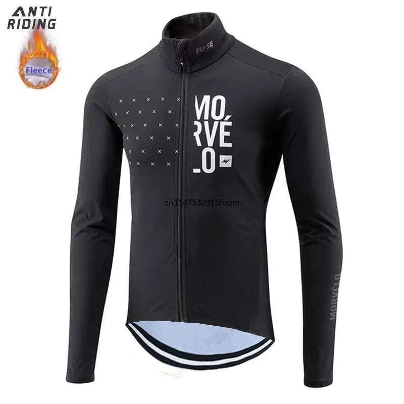 

2023 Best Morvelo Winter Thermal Fleece Bicycle Long Sleeve Cycling Jersey Men Clothing Pro Team Outdoor Bike Clothing Ropa