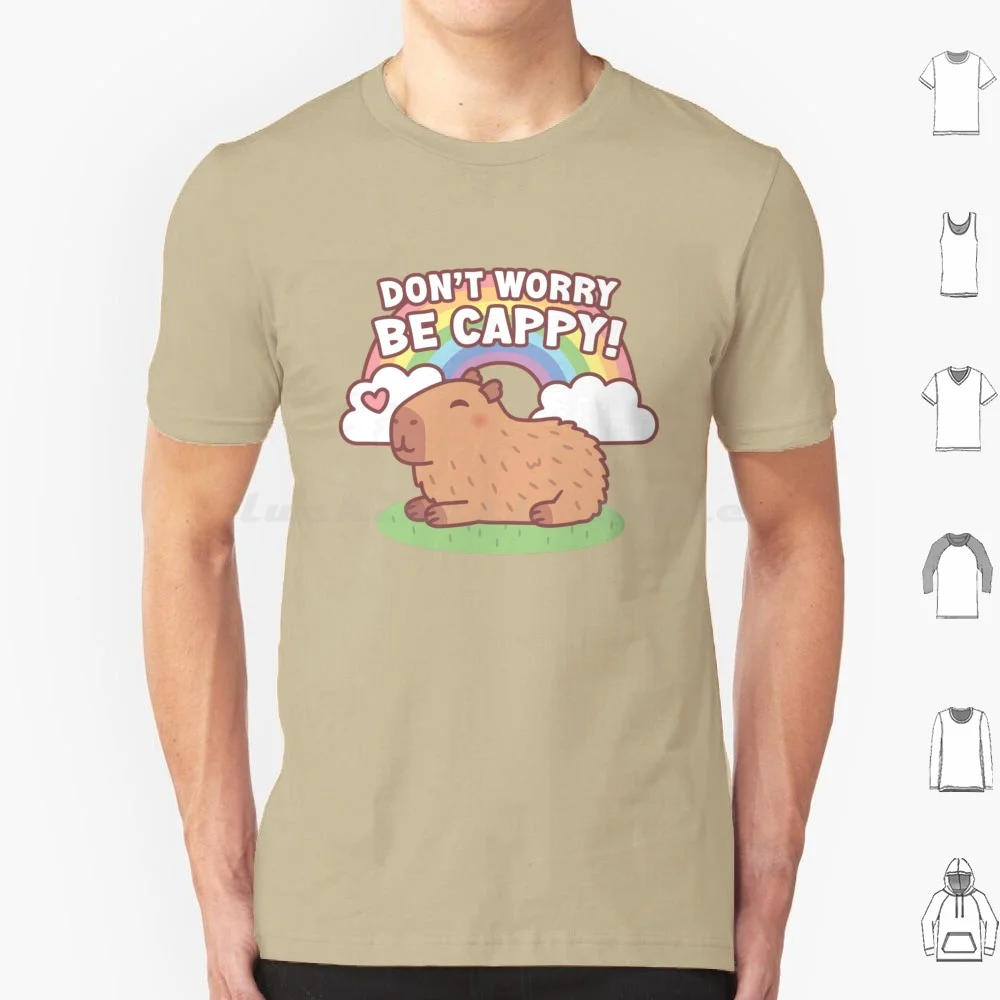 Милый каппибара и радуга не волнуйтесь каппия хлопковая футболка для мужчин