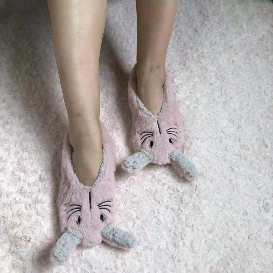 

House Fuzzy Slipper Women Winter Warm Plush Fur Contton Non Skid Anti Indoor Home Fluffy Lazy Cat Rabbit Owl Female Shoes 2022