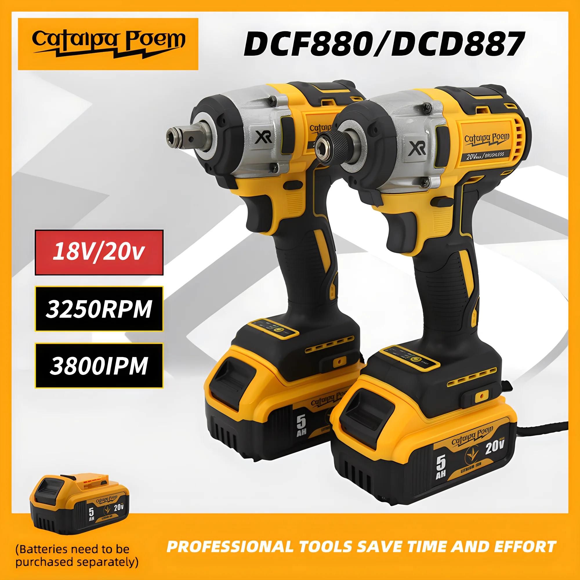 Каталандский Стих DCF880 20 В Аккумуляторная Дрель Бесщеточный Двигатель 2800 Об/мин